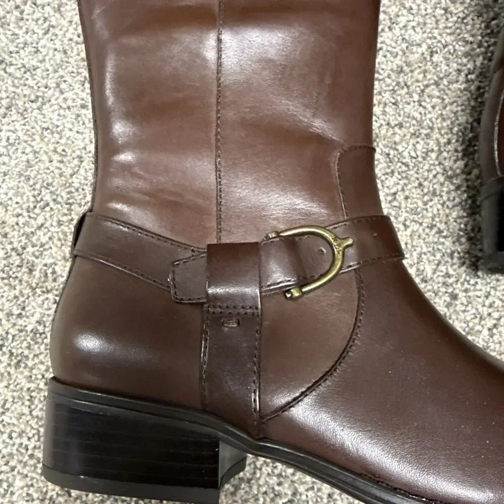 Lauren Ralph Lauren Womens Margarite Dark Brown Riding Boots 5 Width B NWB